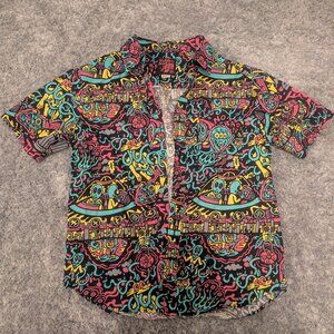 Killer Acid No Bad Trips Black Short Sleeve Button Up Shirt